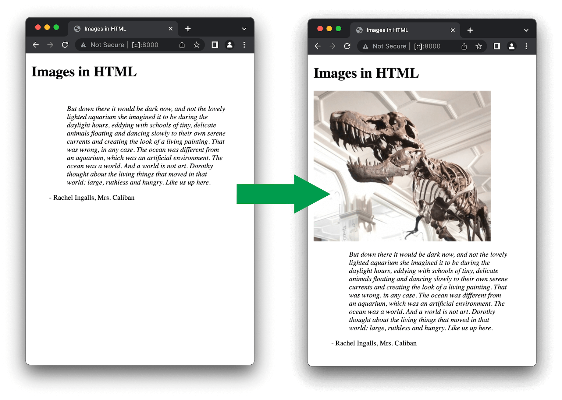 Vergleich des Seitenlayouts während des Ladens einer Seite im Browser und wenn es fertig ist, wenn keine Größe für das Bild angegeben wurde.