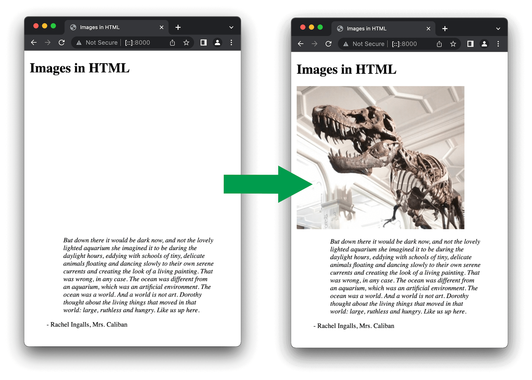 Vergleich des Seitenlayouts während des Ladens einer Seite im Browser und wenn es fertig ist, wenn die Bildgröße angegeben wurde.